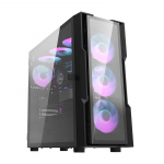 Darkflash DK431 must klaasist arvutikarp + 4 RGB ventilaatorit