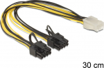 Delock PCI-E 6-pin emane- AND gt; 2 x 8-pin isane adapterkaabel, 30cm (83433)