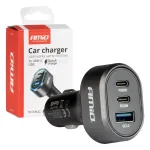 Amio 04177 autolaadija | 65W | PD, QC | USB-C, USB-A