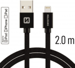 Swissten MFI Tekstiili Kiirelaadimine 3A Lightning andmete ja laadimiskaabel 2.0m