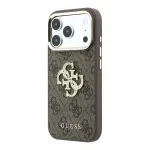 GUESS PU 4G Strass Metal Logo mbris iPhone 18 Pro jaoks, pruun