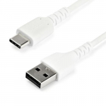 StarTech.com 6,6 ft (2 m) USB-A kuni USB-C kiire laadimiskaabel, vastupidav, laadimine ja snkroonimine, 3A, USB 2.0, valge TPE-kestel ja aramiidist kiust USB-laadimisjuhe