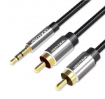 Vention 3,5 mm isase pistik 2RCA isasele helikaabel 1 m must metallist