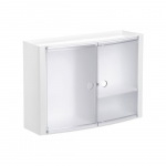 Horizontal bathroom cabinet white|glazed