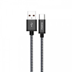 iKaku KSC-107 pehme kaabliga Type-C laadimiskaabel ja andmekabel 1m Must