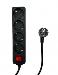 MicroConnect 4-way Schuko Socket on/off switch 5M Black