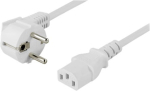 Fuj:tech Deltaco CEE 7/7 to C13 Power Cord with Angled Plug 10m, White