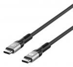 Manhattan USB-C to USB-C kabel (240W USB4), 2m, mees-mees, must, 40 Gbps, 8K video, Power Delivery 3.1 (tagasissekohtne kompatiibne 140/100/65W)Pikkamdu judlusega (EPR) laadimine kuni 240W ( Mrk, vajalik on lisaks USB-C 240W seinaadapter), 3 aasta ga ...