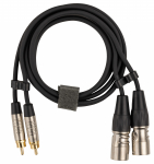 Fuj:tech 2 x RCA-hendustega isased 2 x XLR-hendustega isased audiokaabel, 3 m, must (2 x RCA - 2 x XLR male, 3 m, black)