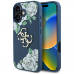 GUESS Grained Roses Big 4G logombris iPhone'i 16 jaoks sinine