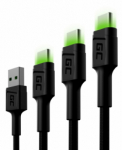 GREEN CELL USB mees - USB Type-C mees 3x LED diodiga 1,2m
