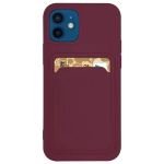Hurtel Card Case Silicone Wallet Case With Card Slot Documents For Samsung Galaxy S21 + 5G (S21 Plus 5G) Burgundy