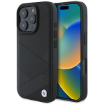 BMW BMHCP16L23RCGPK iPhone 16 Pro 6.3" tarna/must kvakaaneline nahast allkiri ristuvate joonte mustriga