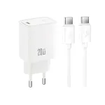XO seinapandur CE51 PD 20W 1x USB-C valge + USB-C - USB-C kaabel