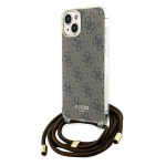GUESS GUHCP15SHC4SEW iPhone 15 / 14 / 13 6.1" brzowy/pruun kvakott Crossbody Cord 4G Print