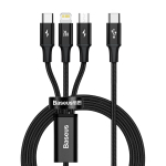Baseus Rapid Series 3in1 USB-C - USB-C / Lightning / micro USB kaabel 20W PD 1,5 m - must - OUTLET
