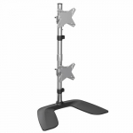 StarTech.com Vertical Dual Monitor Stand, Ergonomic Desktop Stacked Two Monitors, Free Standing Universal Monitor Mount, Height Adjustable - For up to two 27 or 34 Ultrawide (22lb/8kg) VESA Mount Displays