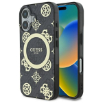 GUESS GUHMP16SH4PYEEK iPhone 16 6.1" tarny/must hardcase IML Peony On 4G taustal MagSafe