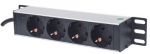 Intellinet 10 1U Rackmount 4-Way Power Strip - German Type, With Power Indicator, No Surge Protection, 1.8m Power Cord
