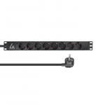Lanview 19"" rack mount power strip, 1U, 16A with 8 x Schuko type