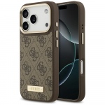 GUESS Etui 4G logoplaat MagSafe'iga iPhone 17 Pro jaoks, pruun