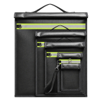 Hurtel Set of 5 Fireproof RFID Blocking Bags OTN-5R with Handle and Reflector - Black