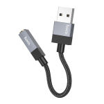 Adapter USB A (mees) 3,5 mm (naine) Hoco UPA32D must