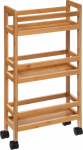 5five Bathroom Shelf on Wheels, 3 shelves, Bamboo