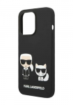 Karl Lagerfeld Kvakate Silikoonist Karl ja Choupette Magsafe Must, iPhone 14 Pro jaoks, KLHMP14LSSKCK