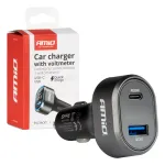 Amio 04178 autolaadija | 30W | PD, QC | USB-C, USB-A | LED-ekraan