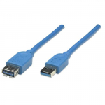Manhattan USB kaabel USB 3.2 1. plvkond USB-A pistik, USB-A pesa 2,00 m Sinine kullatud pistikud, UL-i heaks kiidetud 322379-CG