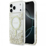 GUESS Etui Resin Bottom Glitter MagSafe iPhone 17 Pro Max zoty