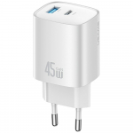 USAMS T66 Charger 45W GaN CC290 USB-A + USB-C