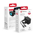 Telefonilaadija Forcell F-Energy GaN III Crystal Color 2x USB C AVS SSFC3.0 60W + silikooni_kaabel USB C kuni USB C VT-60 must