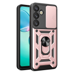 Hurtel Hybrid Armor Camshield with Camera Cover and Metal Ring for Samsung Galaxy S25+ - Pink