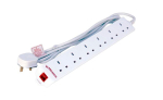 MicroConnect 6 gang UK Surge Protected Power Strip 5M White 6-way UK