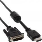 InLine HDMI-DVI kaabel 19-pinise isase / 18+1 isase + ferriidi lmmastiku summuti must 1,8m