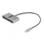 StarTech.com 3-Port USB-C Hubiga Ethernet - 3x USB-A - Gigabaid Ethernet - USB 3.0 5Gbps - Bus-juhitav - 1ft/30cm Pikk USB Type-C Hosti Kabel - GbE - Liikuv USB-C to USB-A Hub
