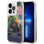 GUESS GUHCP14LLFLSB iPhone 14 Pro 6,1" niebieski/sinine kvakaaneline lillede vedel glitter