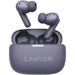 CANYON OnGo TWS-10 ANC+ENC, Bluetooth krvaklapid, mikrofon, BT v5.3 BT8922F, Sageduskarakteristik: 20Hz-20kHz, aku krvaklapis 40mAh*2+laadimismbrises 500mAH, type-C kaabel pikkusega 24cm, suurus 63,97*47,47*26,5mm, kaal 42,5g, lilla