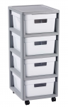 Infinity Chest on wheels with 4 boxes 11L 30x36x69cm grey|white