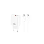 XO seinaplaad CE42 PD 30W 1x USB-C 1x USB valge + kaabel USB-C - USB-C