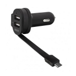 Xqisit ad. sam. 6A Dual USB+microUSB autolaadija czarny/must 20425