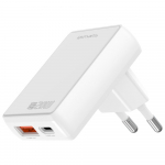 4smarts FlatPlug Duos 20W GaN USB-C + USB-A seinakohandaja valge