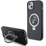 Karl Lagerfeld KLHMP14SHMRSKCK iPhone 14 / 15 / 13 6.1" tarny/must hardcase Ring Stand Karl AND Choupettte MagSafe