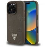 GUESS Etui Grained Hot Stamp Peony Triangle Logo MagSafe iPhone 16 Pro pruun