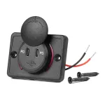 Amio Ruudulise kujuline veekindel laadija punase LED-taustvalgusiga, 2xUSB-C 12/24V -04232