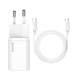 Baseus Si USB-C 25W 3A kih fast-laadija koos USB-C / USB-C 1m kaabliga - valge - OUTLET