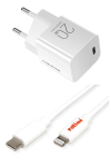 Mercodan Laadimisdisain set 20W, koos Lightning USB kaabliga, 1,0 m, MFi