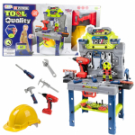 LEAN Toys Remontmehe 2-in-1 pagasikohver-triistakomplekt kruvikeerajaga, kiivri ja 133 osaga.